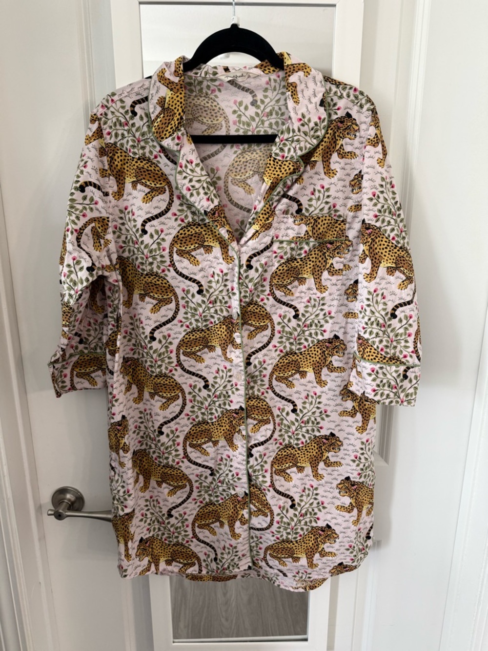 Printfresh Leopard Jungle Print Button Down Top Size L Cotton Statement Blouse - Picture 2 of 6
